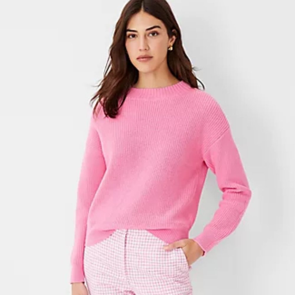 Ann Taylor Bubblegum Pink Ribbed Sweater